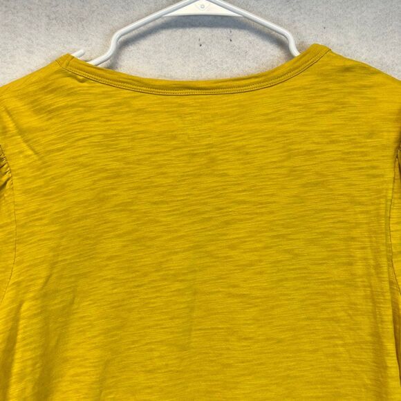 CHICO’S Gathered Sleeve Slub Top 3 (XL) Yellow Short elbow sleeve ruching Tee - Picture 8 of 11